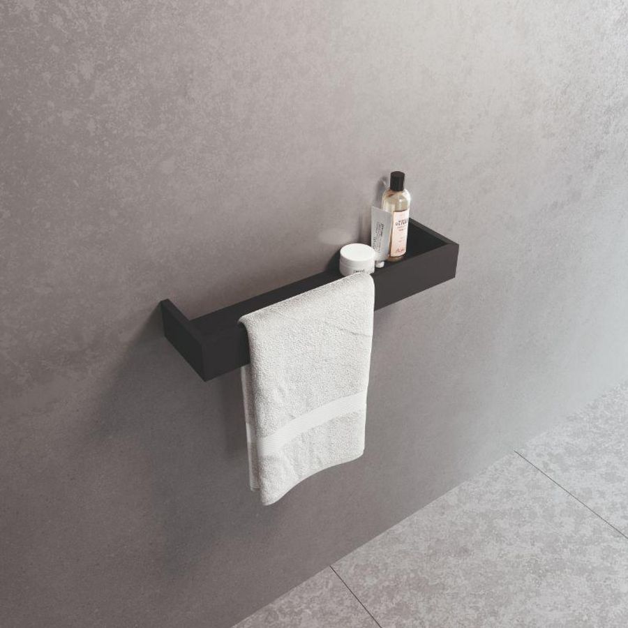 Planchet Frame met handdoekhouder 12x30cm zwart mat