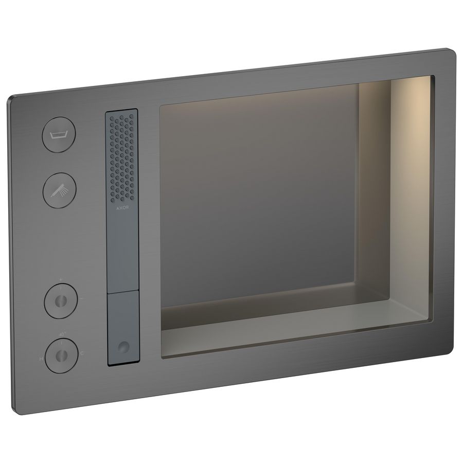AXOR Incava Douchesysteem 600/390 met thermostaat voor 2 functies voor versie met licht Brushed Black Chrome