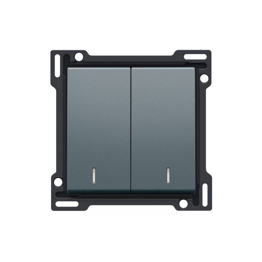 Afwerkingsset dubbele lens serieschakelaar blue grey c.