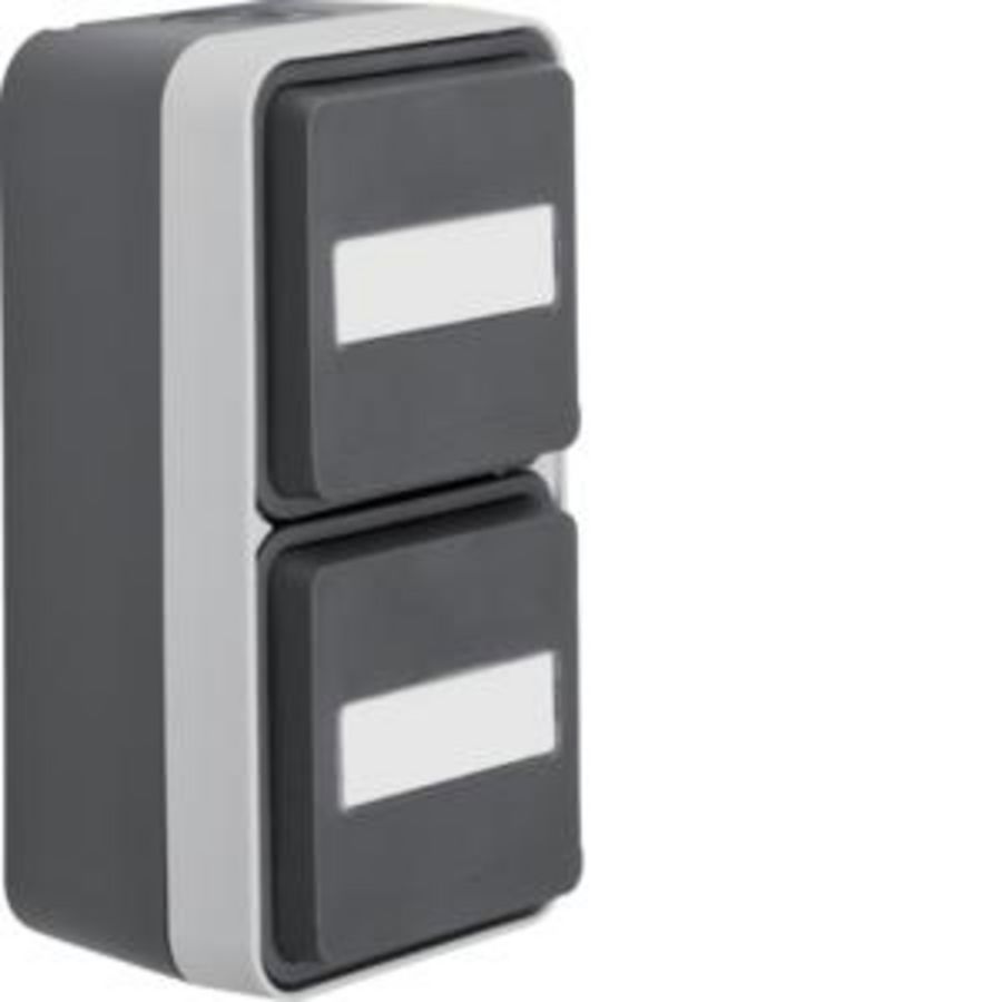 Wandcontactdoos KB tekstv. 2-v vert. berker W.1 grijs