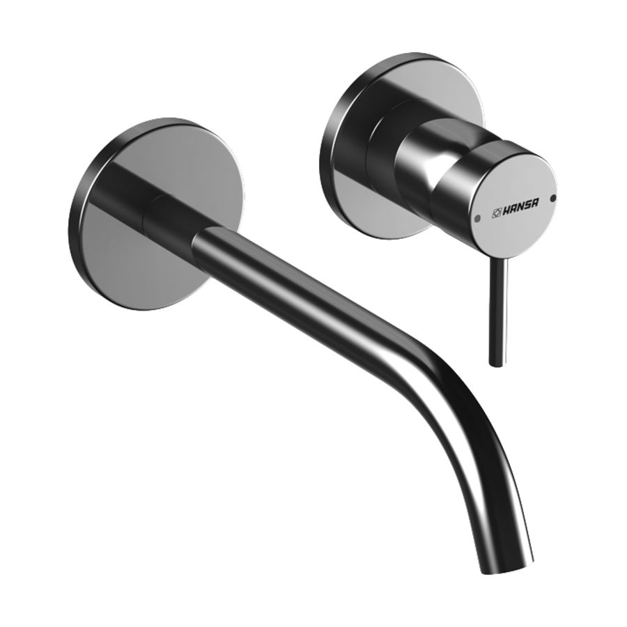 Wandafbouwset HANSAPUBLIC wandmengkraan vaste uitloop, inkortbare sprong 160-225mm Ø19mm chroom