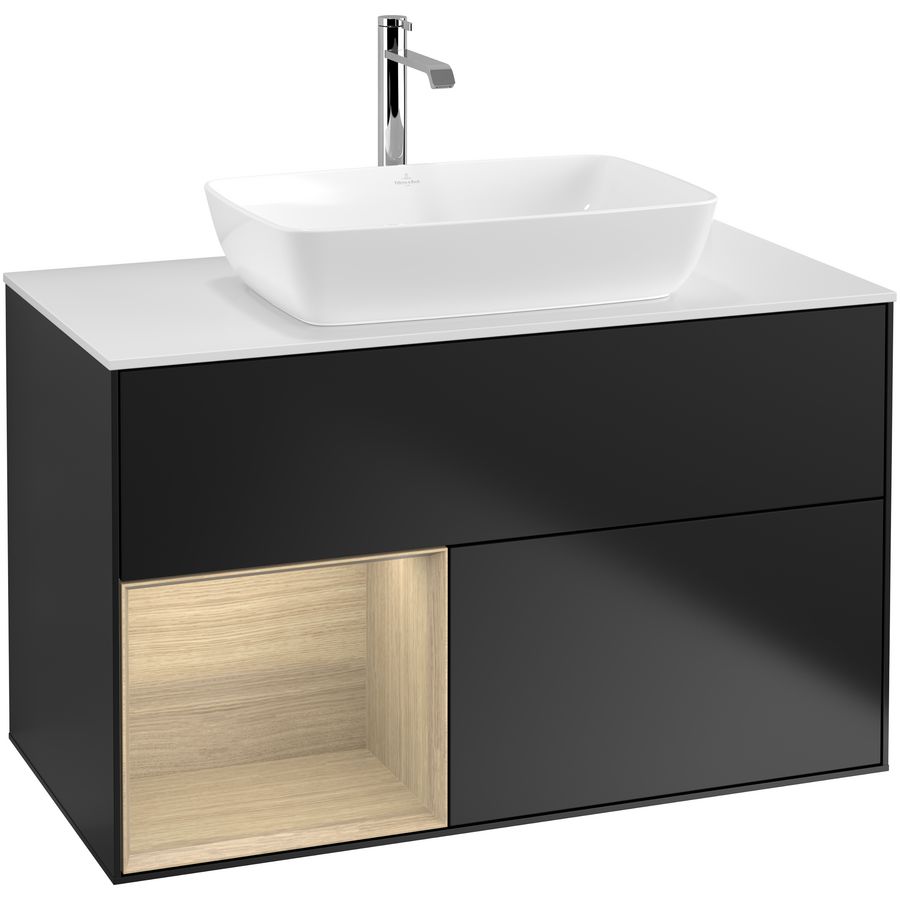 Wastafelonderkast Finion 1000x603x501mm Black Matt Lacquer F771PCPD