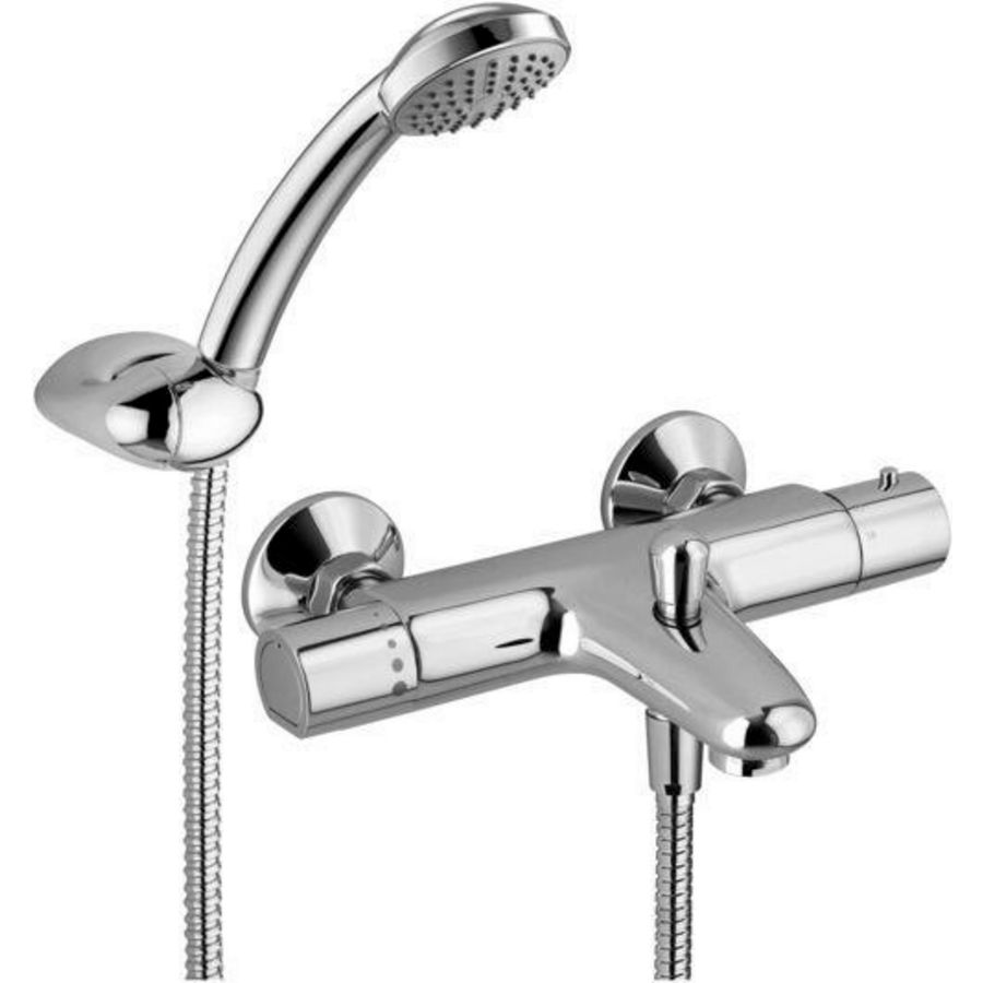 Badthermostaat EQUO STAR hoh 15cm incl. s-koppelingen + badset Trieste chroom