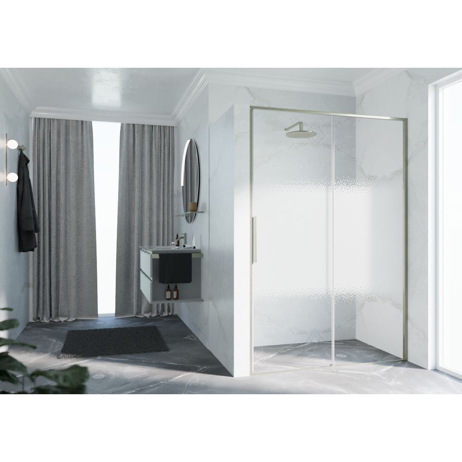 RIGA-2P schuifdeur in nis links 1060-1090x2000mm Rose 1-motief brushed inox
