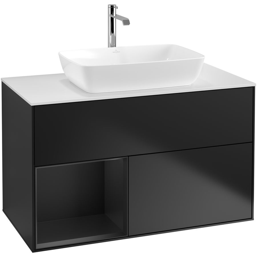 Wastafelonderkast Finion 1000x603x501mm Black Matt Lacquer F771PDPD