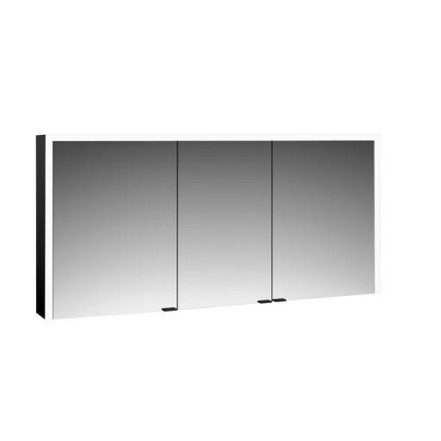Led-Spiegelkast Prime 3 opbouw 1600mm 3 deur Zwart