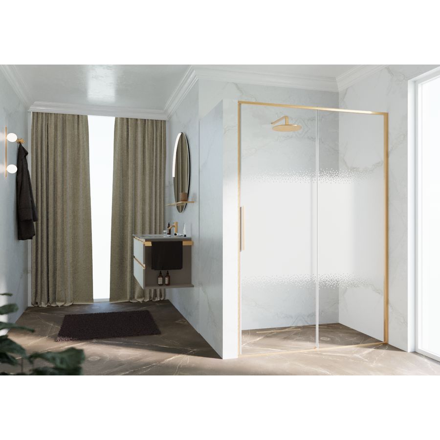 RIGA-2P schuifdeur in nis links 1060-1090x2000mm Rose 1-motief brushed gold
