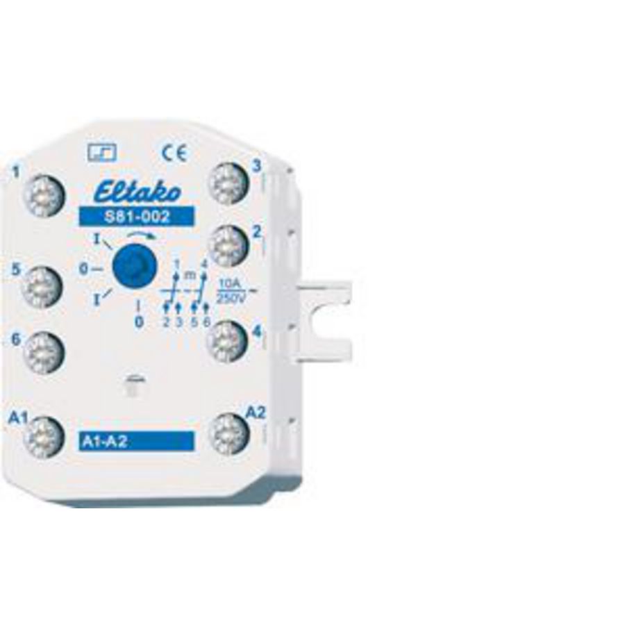 Impulsrelais 2 CO pot.vrij 10A/250V AC. Stuurspanning 230VAC