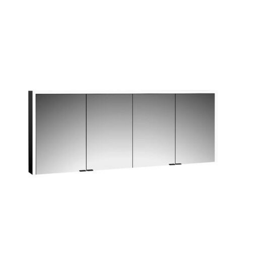 Led-Spiegelkast Prime 3 opbouw 1800mm 4 deur Zwart