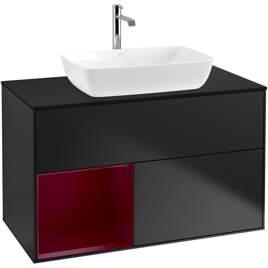 Wastafelonderkast Finion 1000x603x501mm Black Matt Lacquer F772HBPD