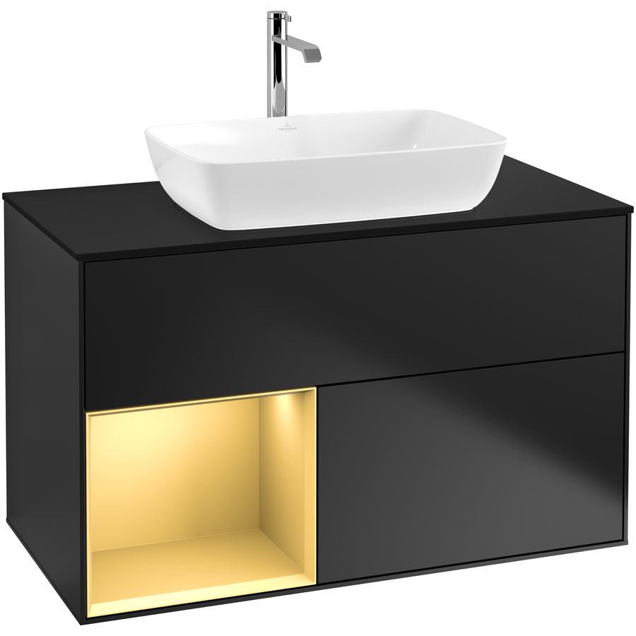 Wastafelonderkast Finion 1000x603x501mm Black Matt Lacquer F772HFPD