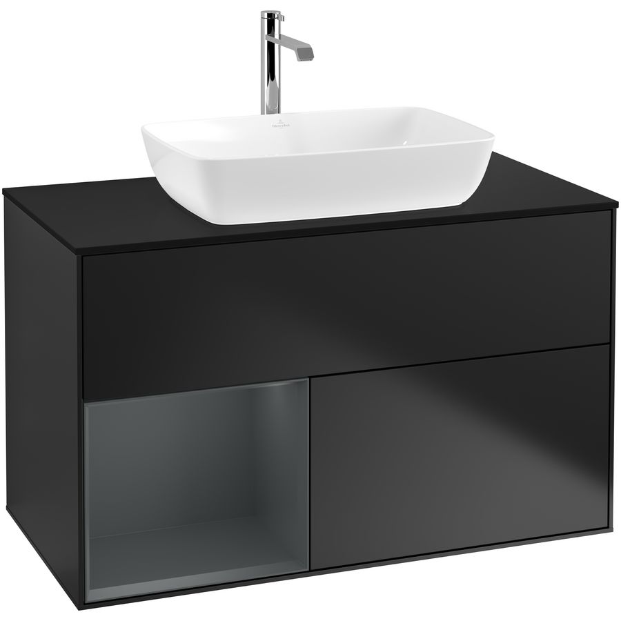 Wastafelonderkast Finion 1000x603x501mm Black Matt Lacquer F772HGPD