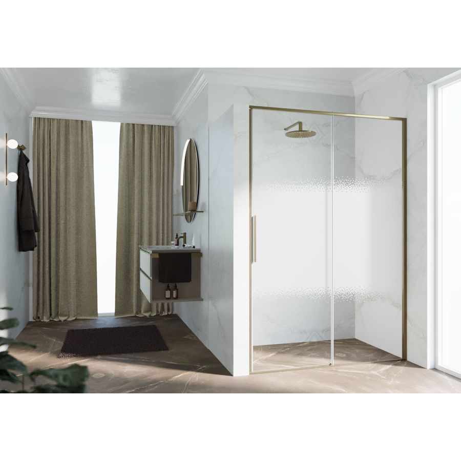 RIGA-2P schuifdeur in nis links 1060-1090x2000mm Rose 1-motief brushed bronze