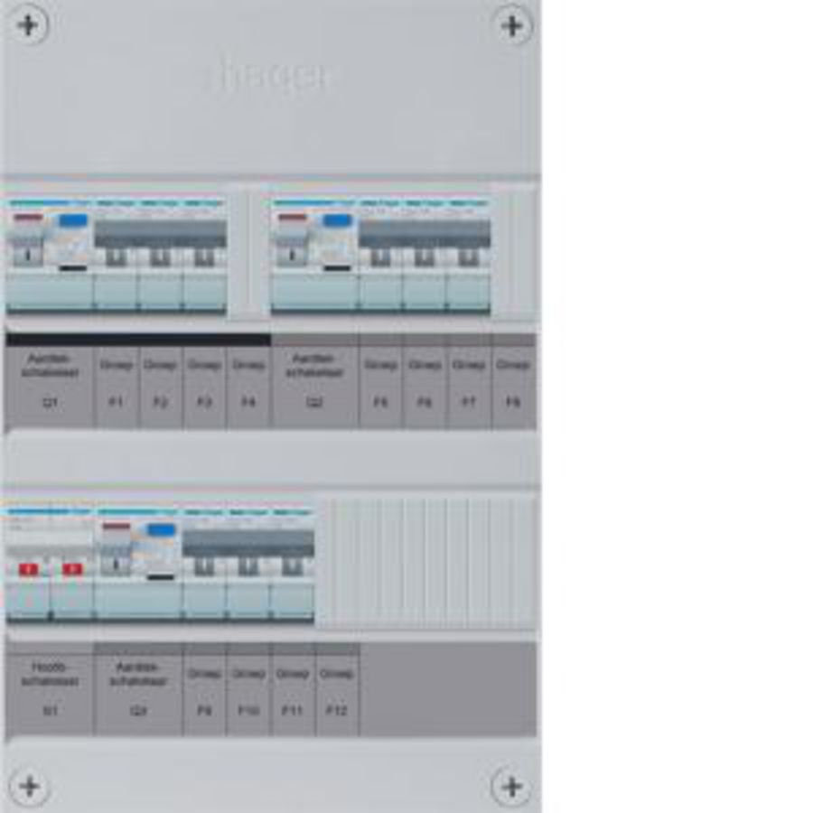 Groepenkast 9-groepver. HS 3xALS 30 mA 1F excl. buisinvoer