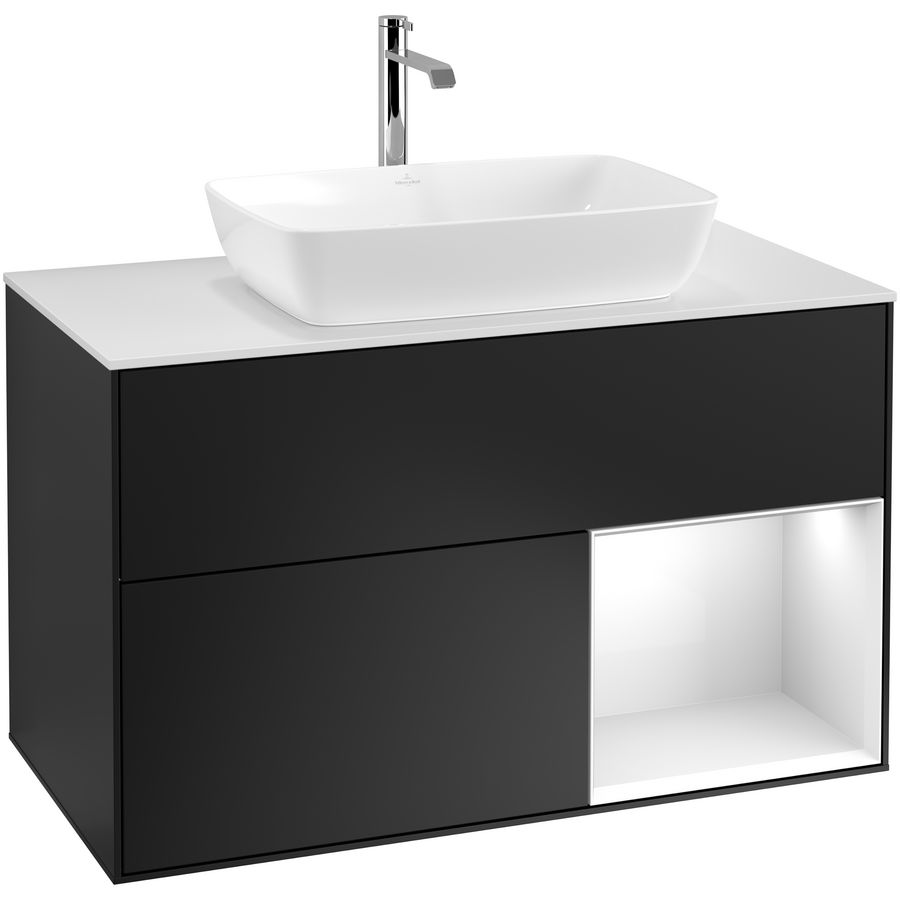Wastafelonderkast Finion 1000x603x501mm Black Matt Lacquer F781GFPD
