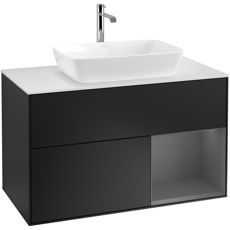 Wastafelonderkast Finion 1000x603x501mm Black Matt Lacquer F781GKPD