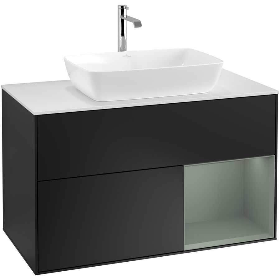 Wastafelonderkast Finion 1000x603x501mm Black Matt Lacquer F781GMPD