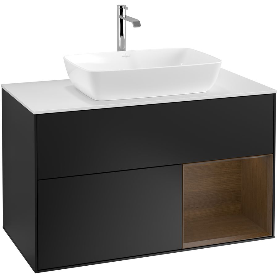 Wastafelonderkast Finion 1000x603x501mm Black Matt Lacquer F781GNPD