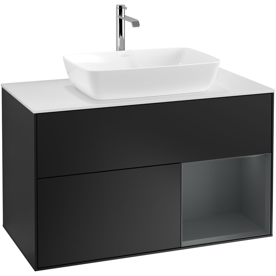 Wastafelonderkast Finion 1000x603x501mm Black Matt Lacquer F781HGPD