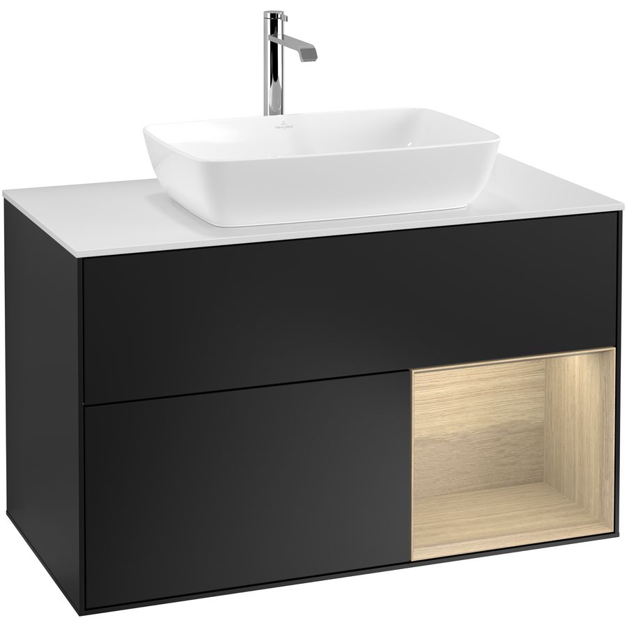 Wastafelonderkast Finion 1000x603x501mm Black Matt Lacquer F781PCPD