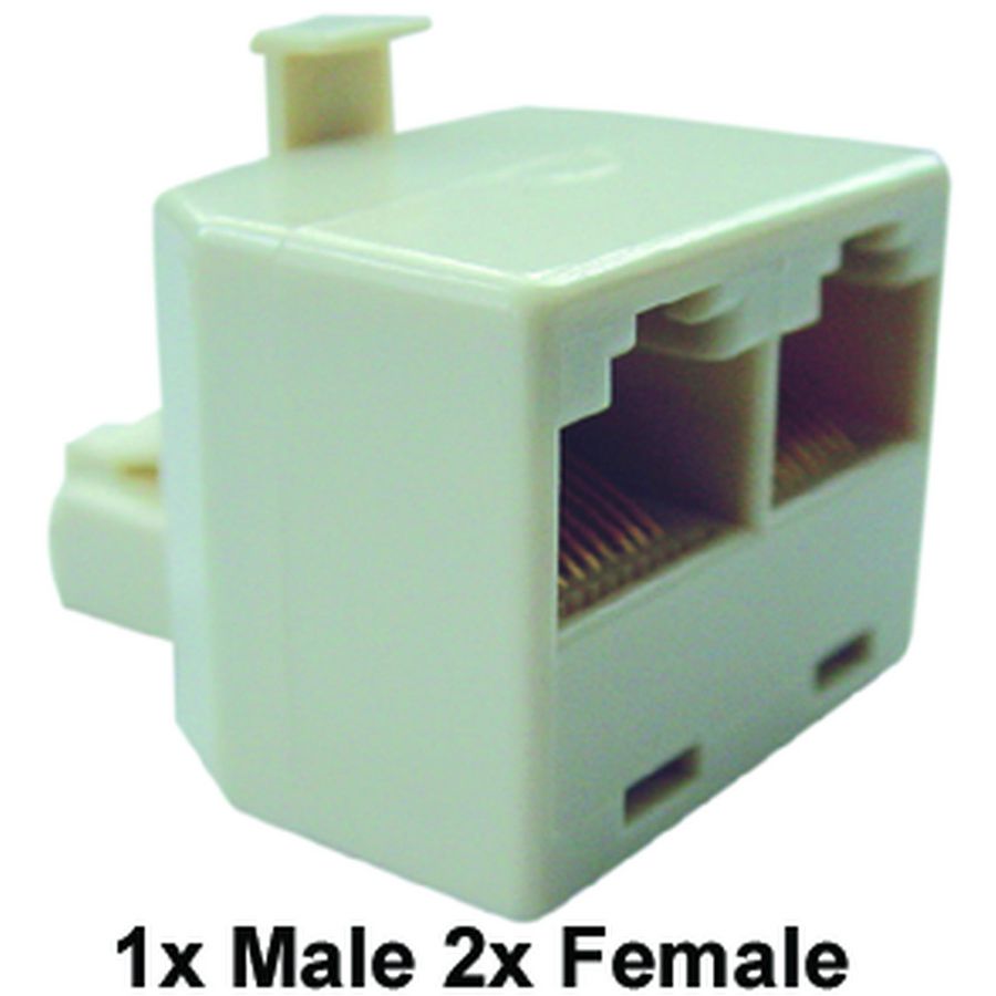 Doos a 5st. Modulair T-stuk 1x Male - 2x Female RJ11 kruis
