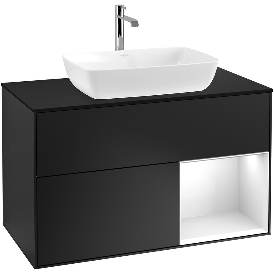 Wastafelonderkast Finion 1000x603x501mm Black Matt Lacquer F782GFPD
