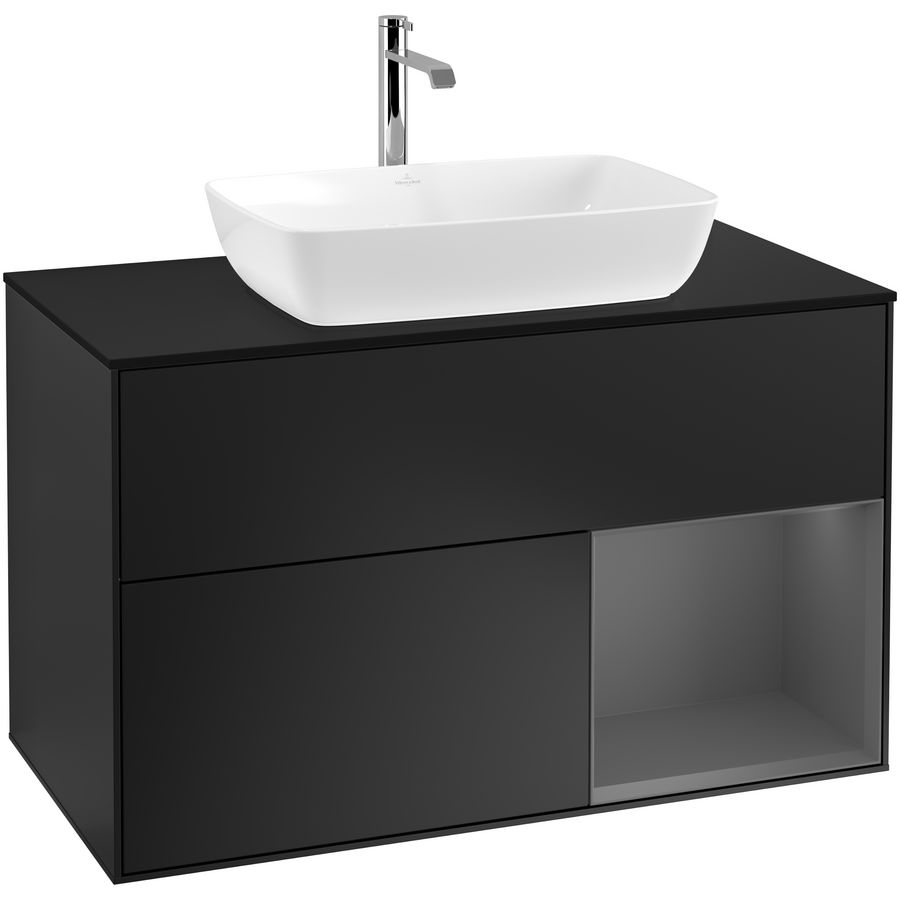 Wastafelonderkast Finion 1000x603x501mm Black Matt Lacquer F782GKPD
