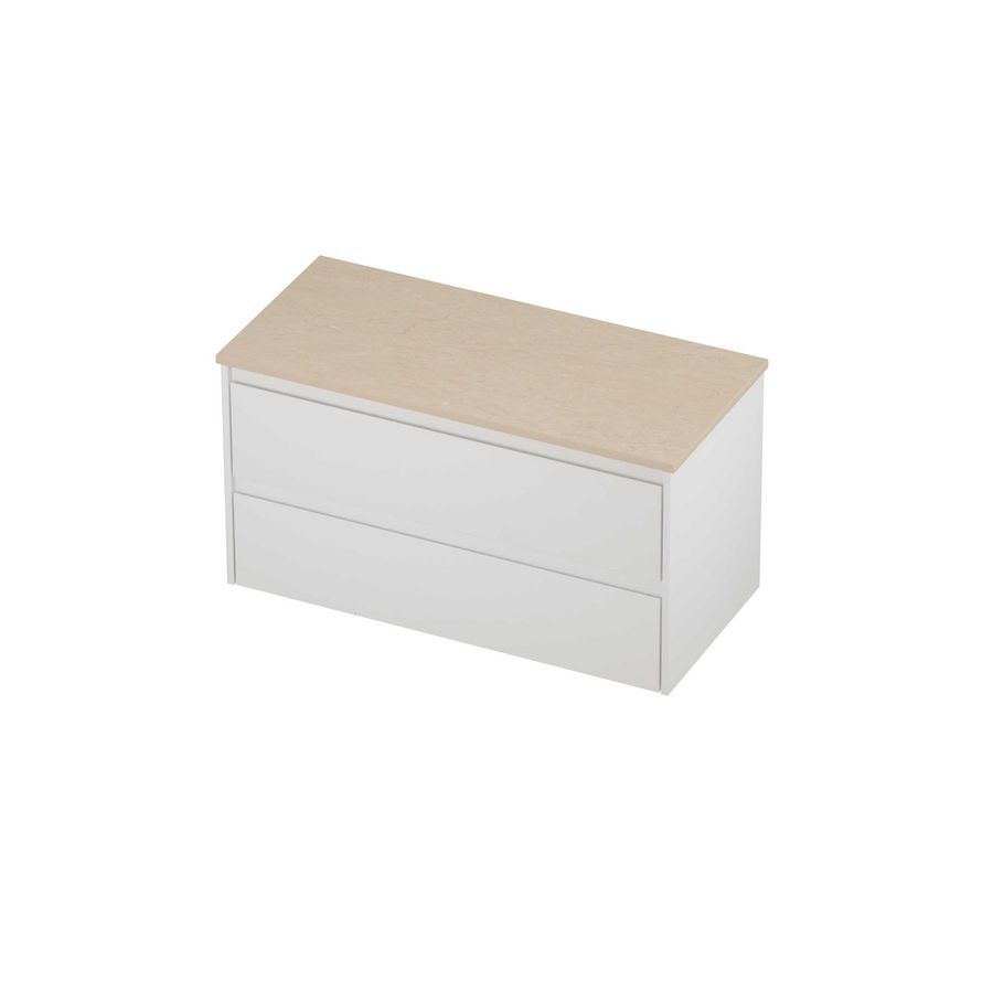 Deck Set Top afdekplaat hardsteen en onderkast symmetrisch 1000x460x550mm Sand stone/mat wit