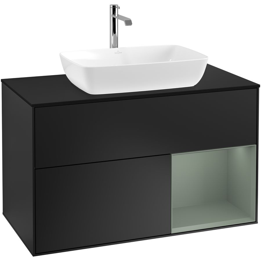 Wastafelonderkast Finion 1000x603x501mm Black Matt Lacquer F782GMPD