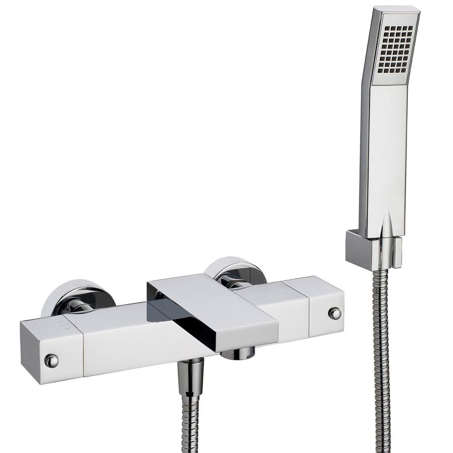 Level bad/douche thermost. kraan opbouw compleet zilver flex chroom