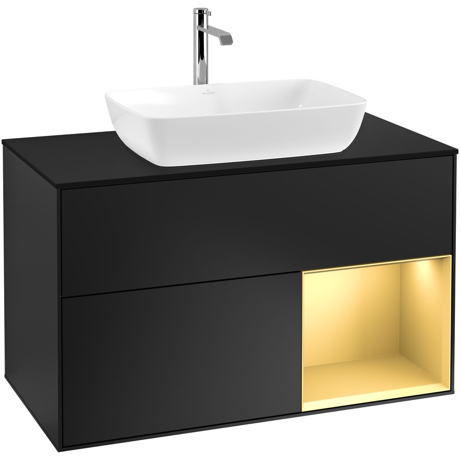 Wastafelonderkast Finion 1000x603x501mm Black Matt Lacquer F782HFPD