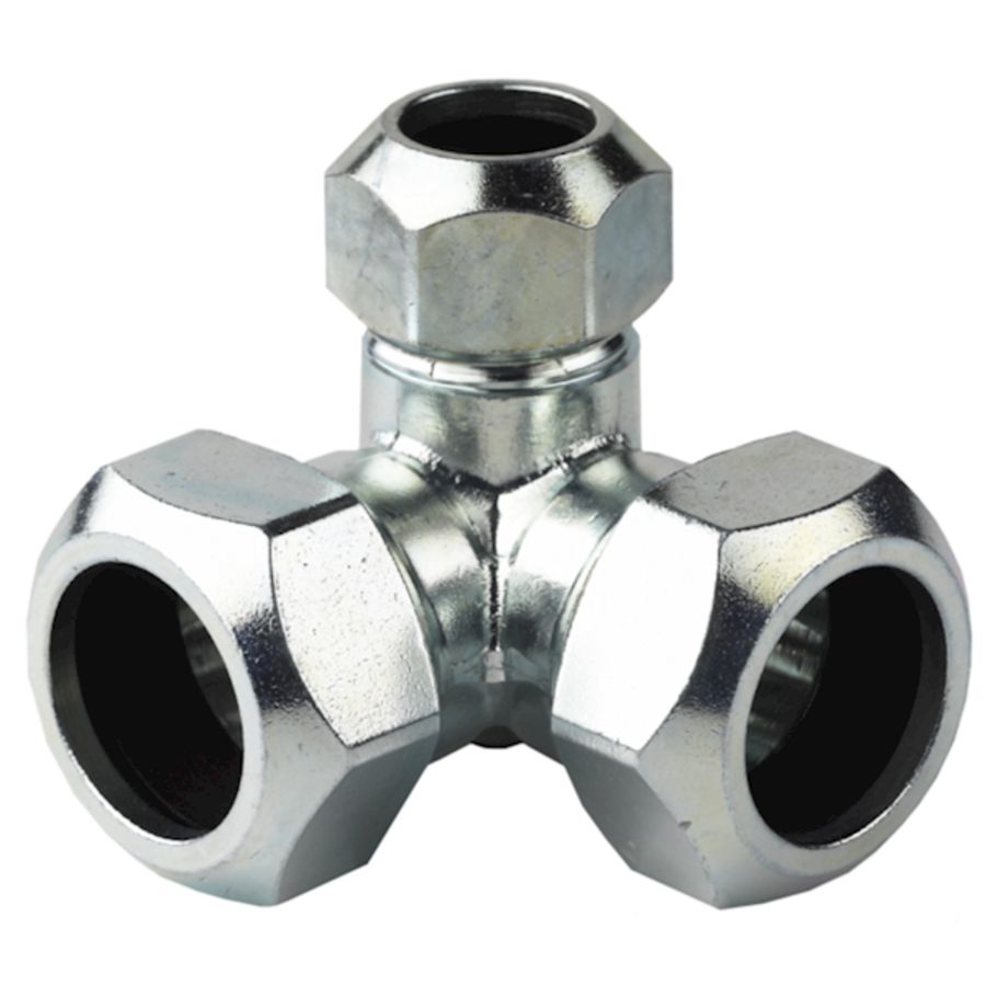 Hoek T-koppeling knel messing verzinkt 22x22x22mm 115 VVE=10