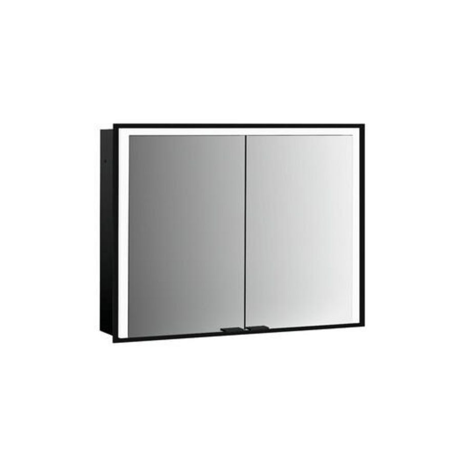 Led-Spiegelkast Prime 3 inbouw 1300mm 2 deur Zwart