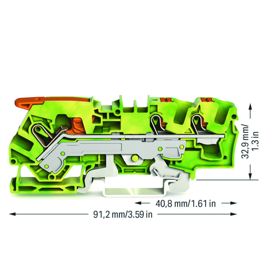 3-draads aardklem met hendel en Druk 6mm² VVE=25