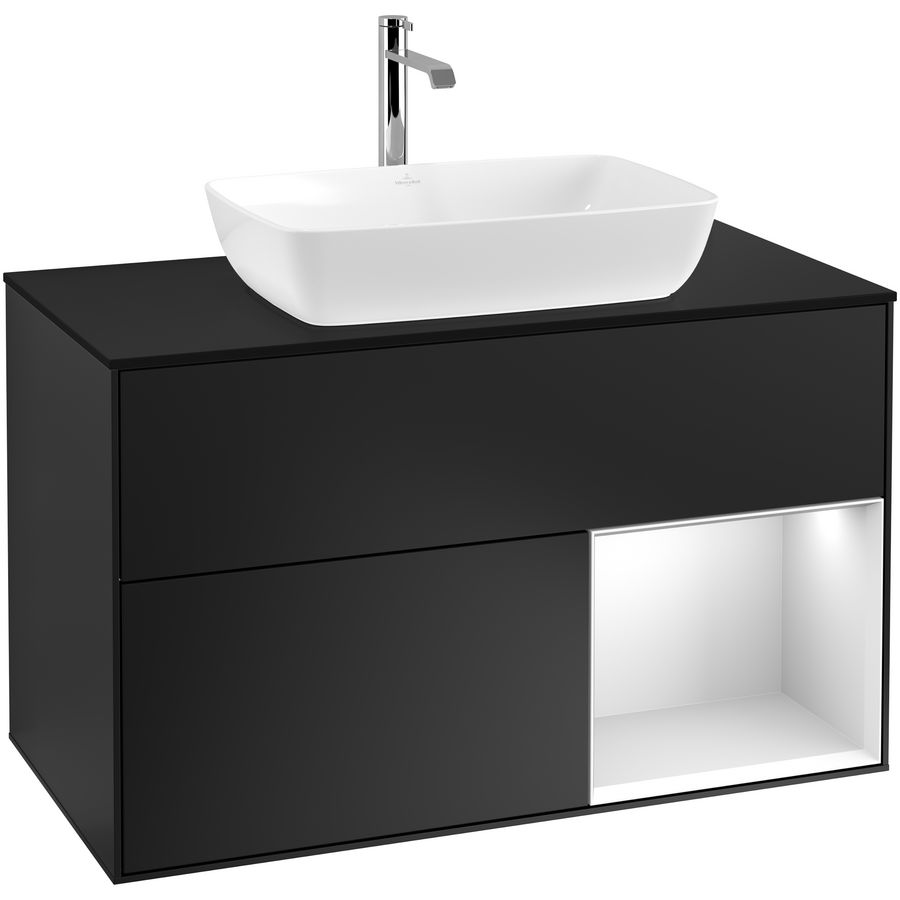 Wastafelonderkast Finion 1000x603x501mm Black Matt Lacquer F782MTPD