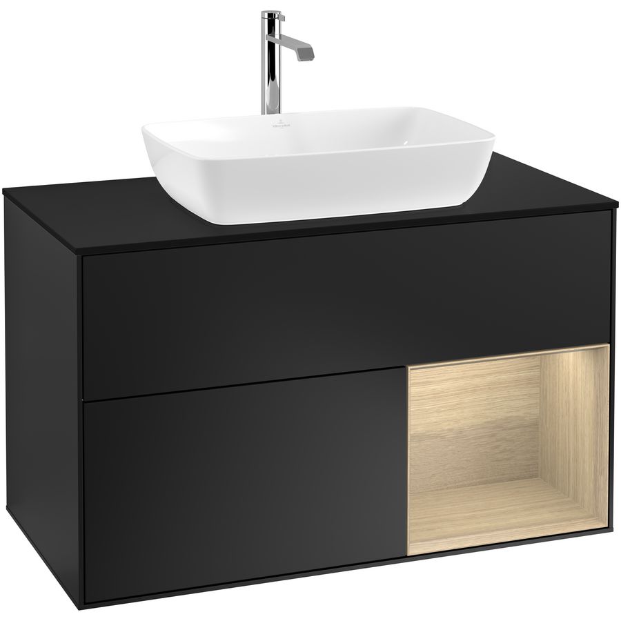 Wastafelonderkast Finion 1000x603x501mm Black Matt Lacquer F782PCPD
