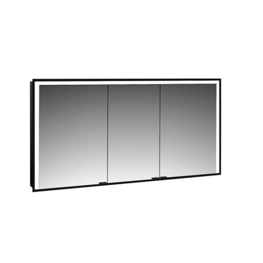 Led-Spiegelkast Prime 3 inbouw 1400mm 3 deur Zwart