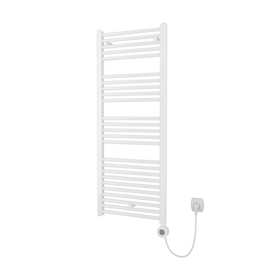 Elektr. radiator SCALA 1255x500mm 600W RAL9016 120cm snoer met ronde thermostaat
