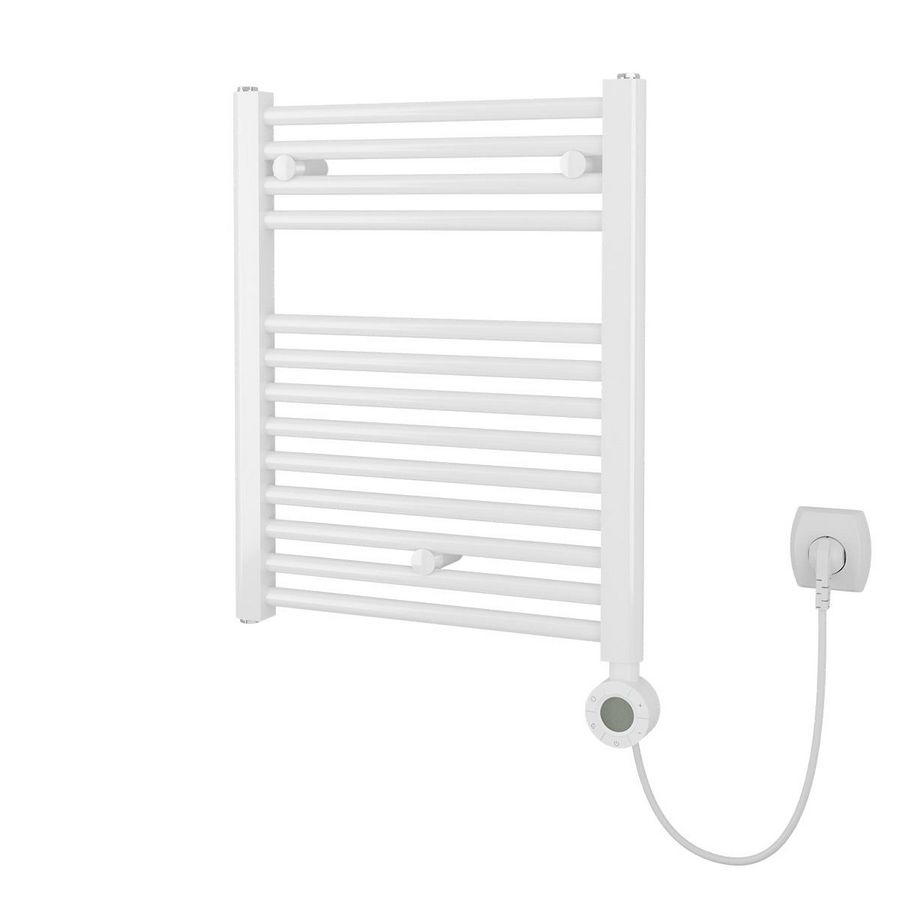 Elektr. radiator SCALA 615x500mm 300W RAL9016 120cm snoer met ronde thermostaat
