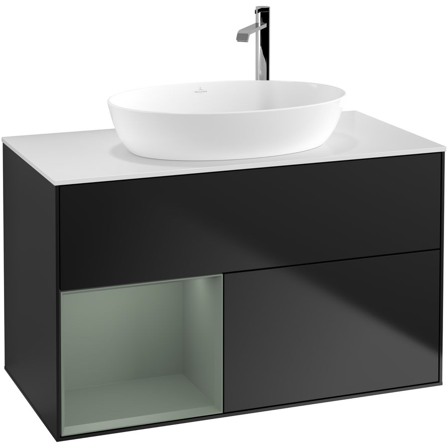 Wastafelonderkast Finion 1000x603x501mm Black Matt Lacquer F891GMPD