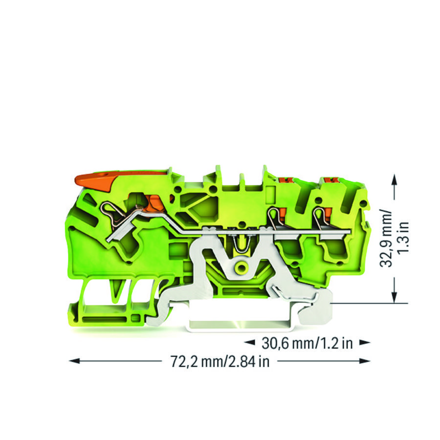3-draads aardklem met hendel en Druk 2,5mm² VVE=50