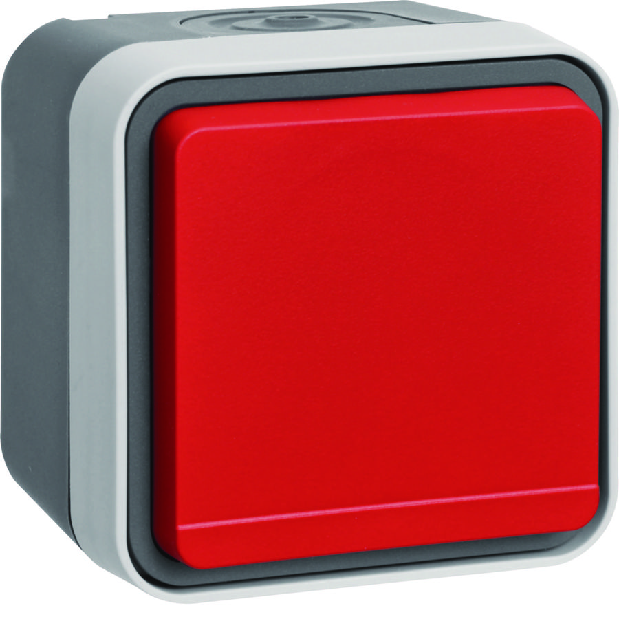Wandcontactdoos+rode deksel tekstv. en behuizing W.1 grijs
