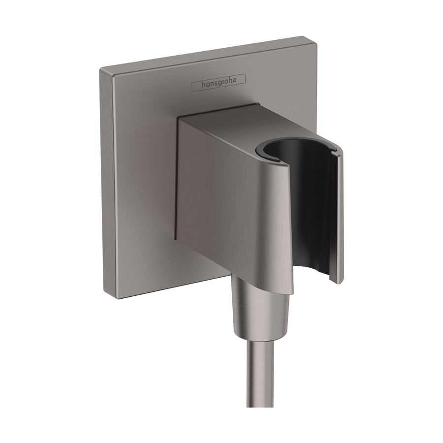 Fixfit Porter E handdouchehouder incl. muuraanslbocht brushed black chrome