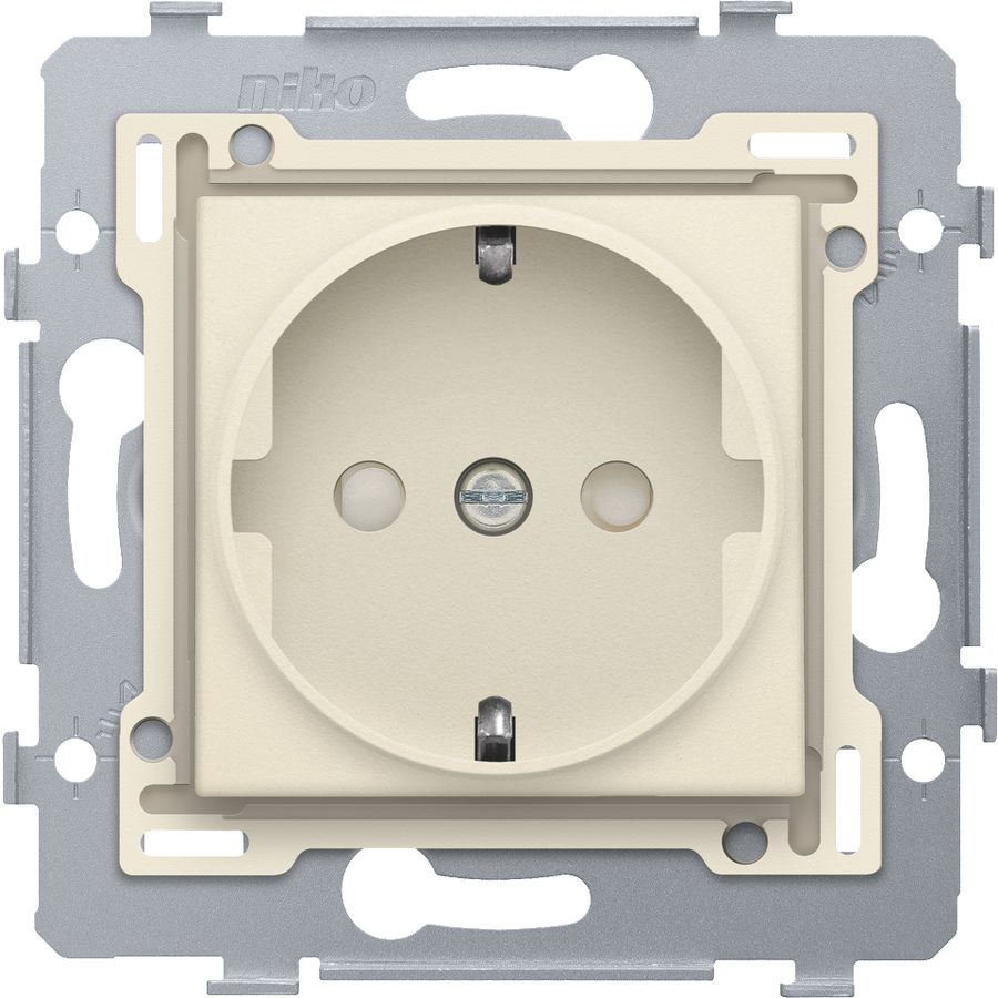 Stopcontact 71x71mm insteek sokkel/afw.set cream