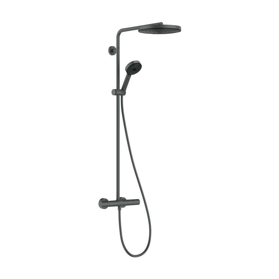 Pulsify S Puro Showerpipe 260 1 straalsoort met Ecostat Fine en handdouche 3 straalsoorten Brushed Black Chrome