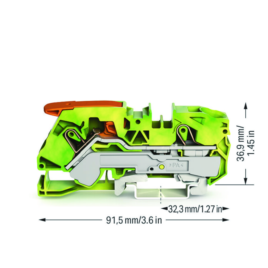 2-draads aardklem met hendel en 16mm² VVE=20