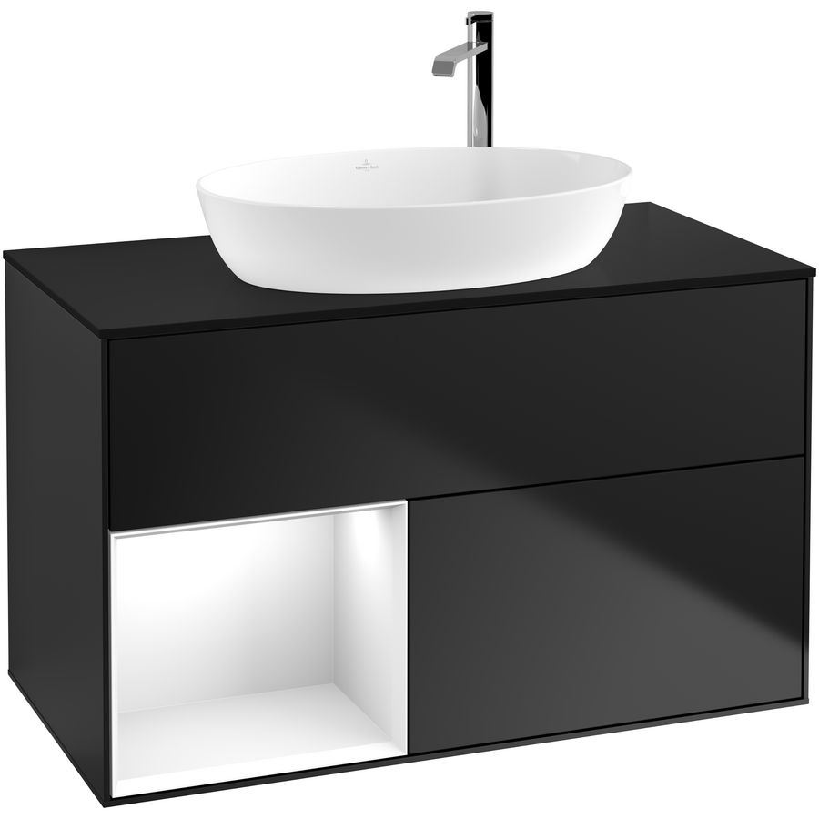 Wastafelonderkast Finion 1000x603x501mm Black Matt Lacquer F892GFPD