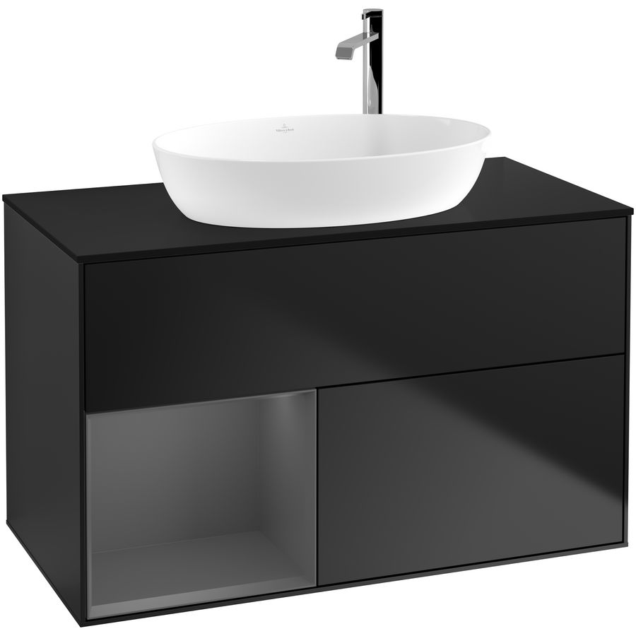 Wastafelonderkast Finion 1000x603x501mm Black Matt Lacquer F892GKPD