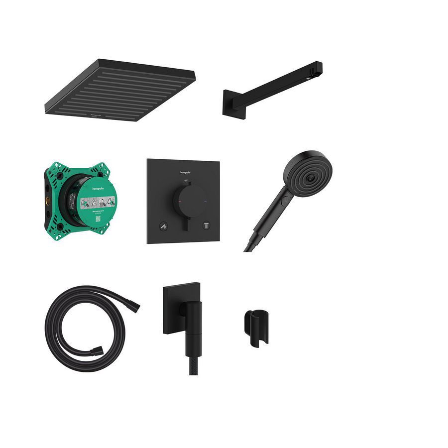 Pulsify E Design doucheset 260 1 straalsoort met Ecostat Comfort E incl. iBox universal 2 Mat zwart