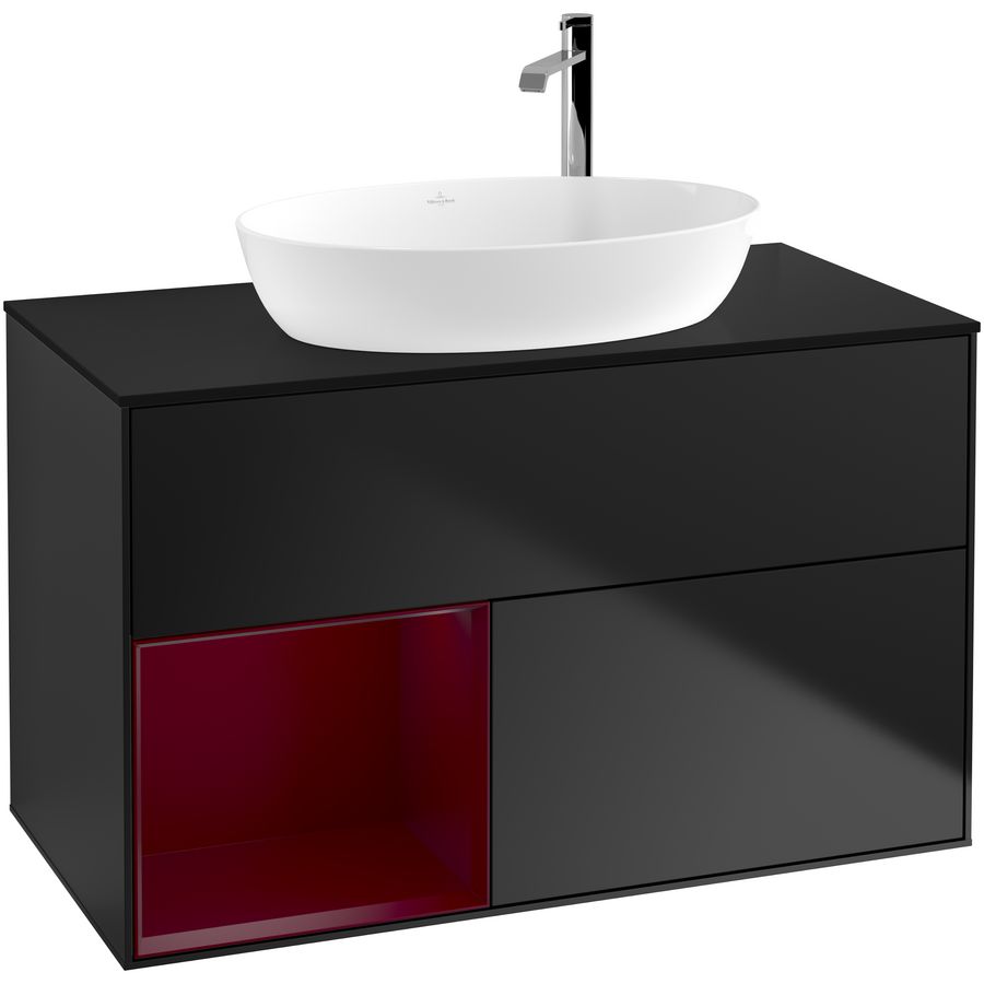 Wastafelonderkast Finion 1000x603x501mm Black Matt Lacquer F892HBPD